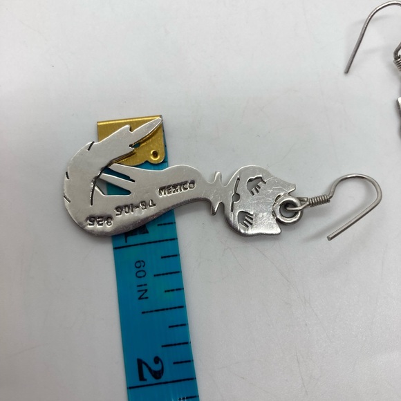 Vtg Taxco 925 Sterling Silver Kitty Cat Dangle Earrings | 1.9” L | 14g W - Picture 7 of 8